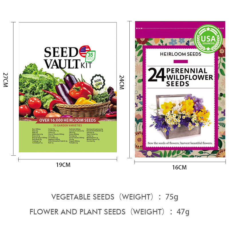 vegetables + flowers with packaging